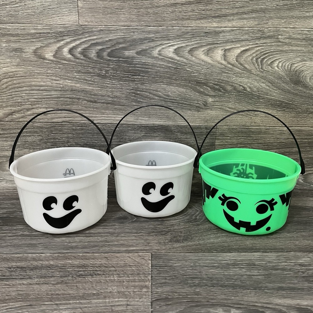 1990 McDonald's Halloween Buckets 2 Glow In The Dark Ghost 1 Witch No Lid Lot